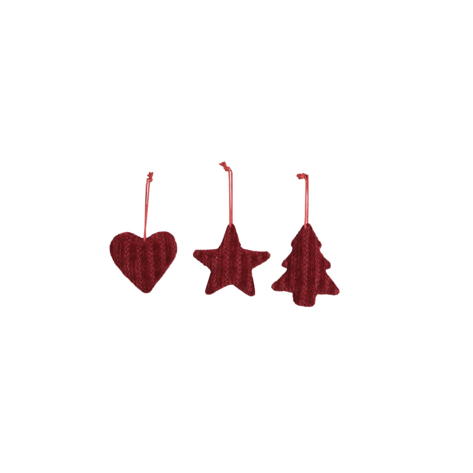 Herzanhänger, Stoffanhänger, rote Anhänger, Weihnachtsschmuck, Hänger-Set