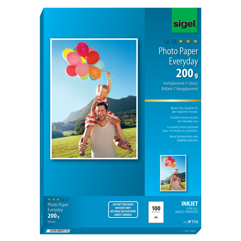 Foto-Papier, Alltag, 200 g, Glänzend, A4