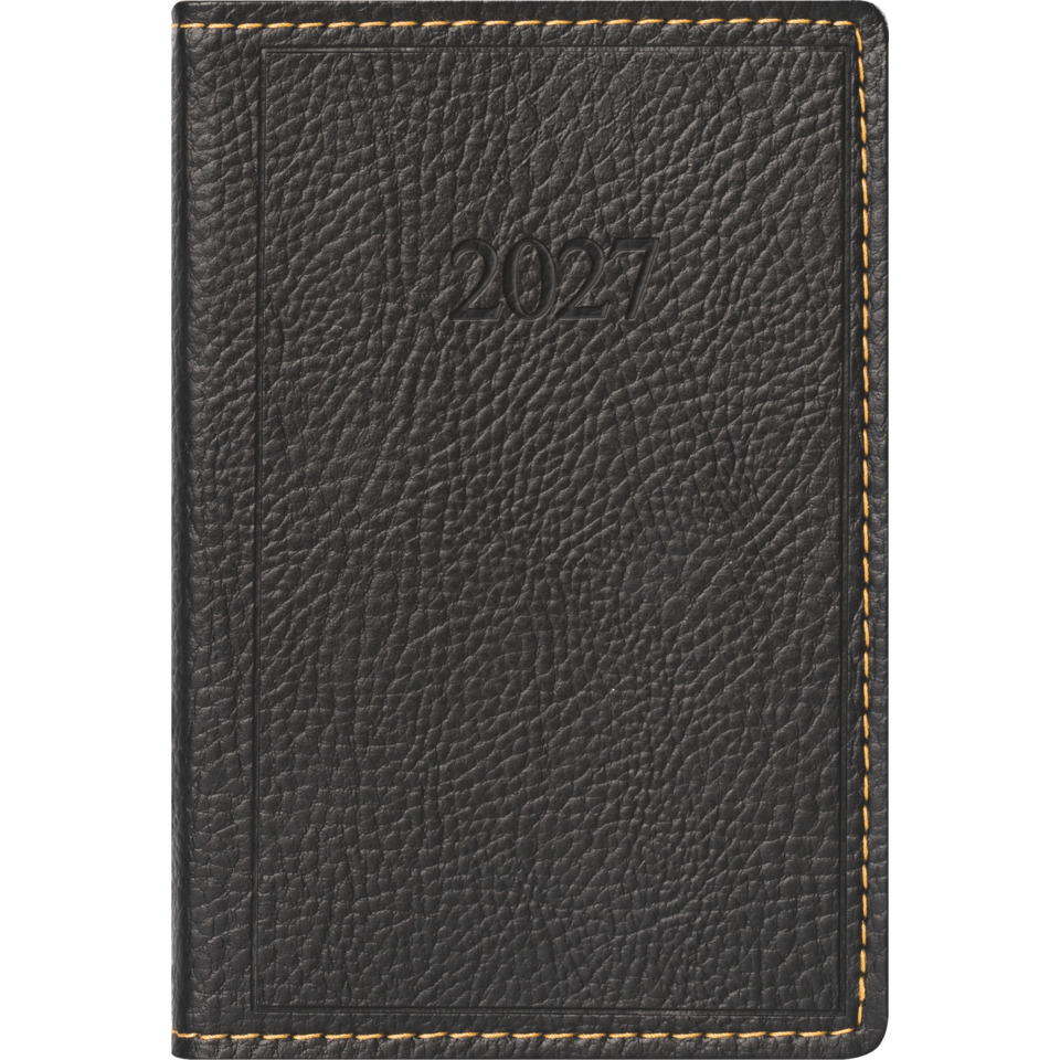 Notizbuch, Planer, Leder, Schwarz, 2027