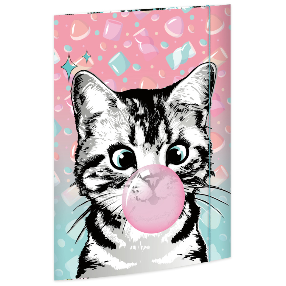 Kleinkatze, Kunstdruck, Notizbuch, Bubble-Gum, Staffelei-Deckel