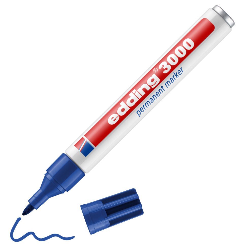 Permanentmarker, Marker, Blue ink, Chisel tip, Pen-style