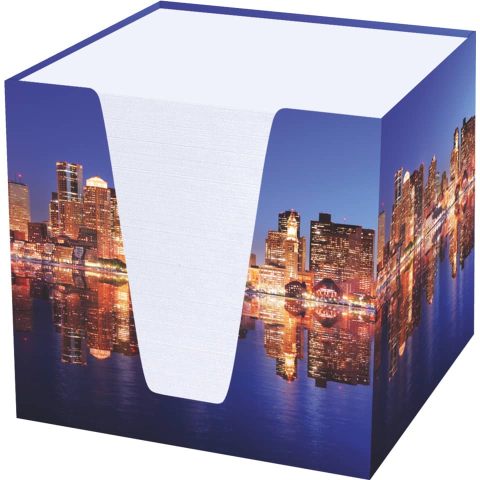 stadt skyline, box, geschenkbox, nachtaufnahme, cityscape