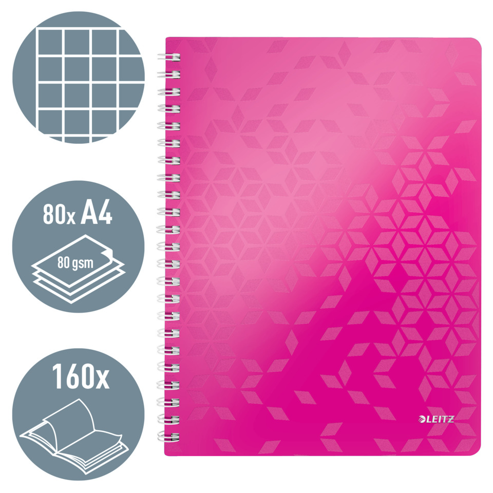 Notizbuch, Spiralbindung, A4, 80gsm, pink gradient