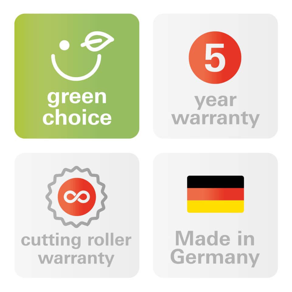 grüne wahl, 5 jahre garantie, schneidrolle, hergestellt in deutschland, Deutschland flagge