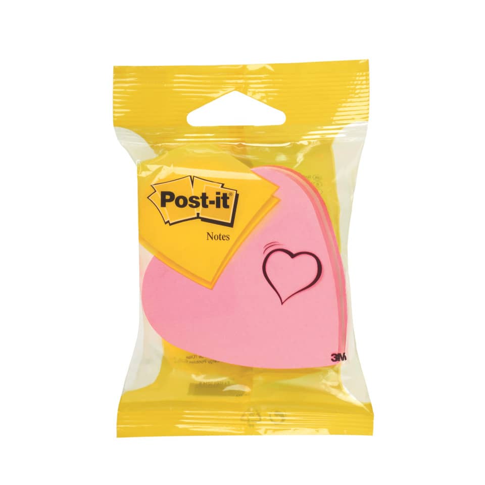 Notizblock, Post-it, Haftnotiz, Herzform, Rosa Notizblock