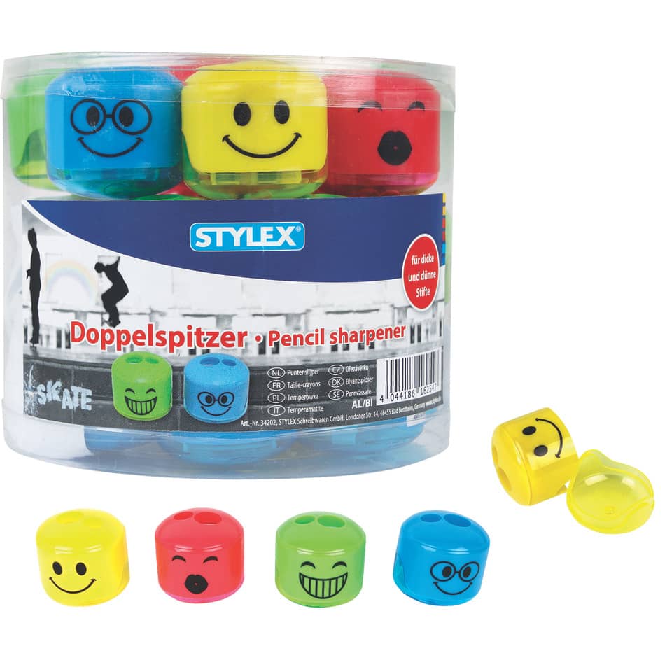 Doppelpitzer, Bleistiftspitzer, Bleistiftspitzer-Set, Smileys, Schulzubehör