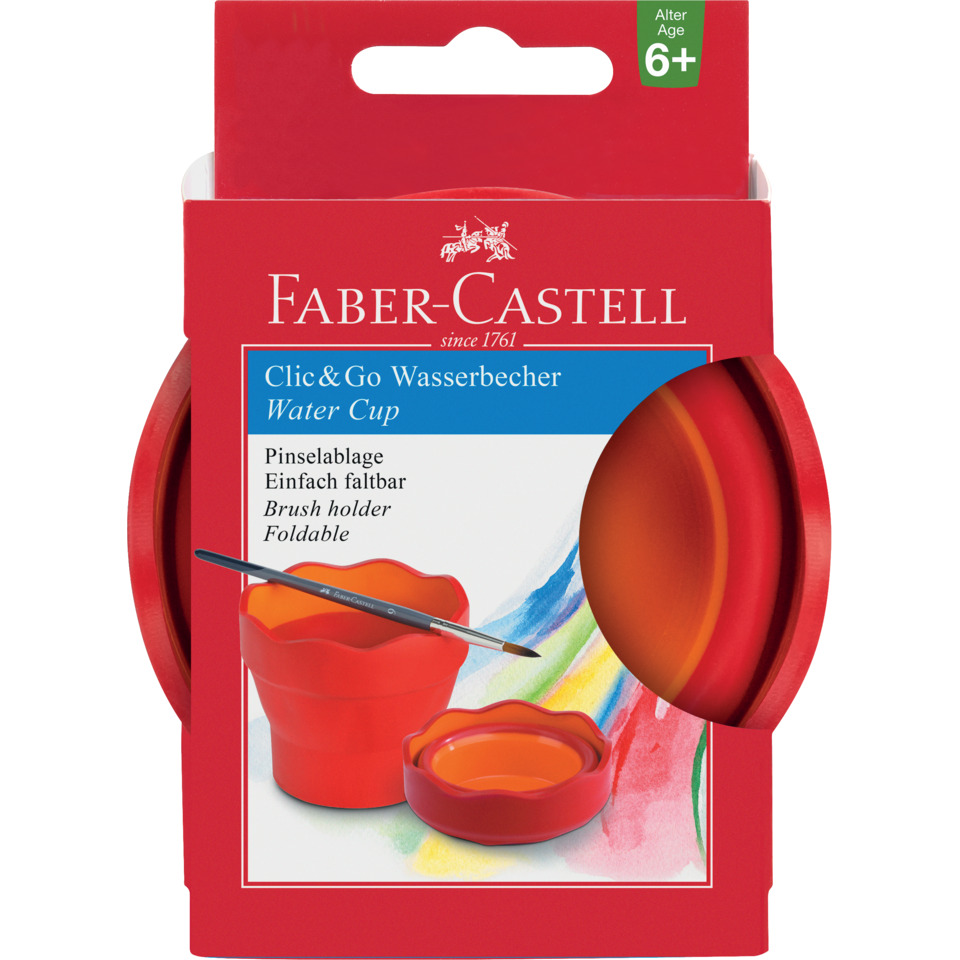 Wasserbecher, Pinselhalter, Faltbar, Rot, Faber-Castell