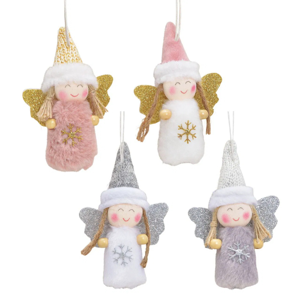 Engel, Christbaumschmuck, Anhänger, Fell, Schneeflocke