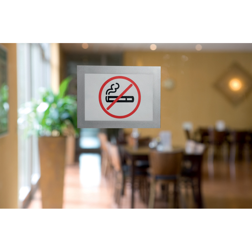 No smoking Sign, Indoor Sign, Restaurant, Glass Door, Office Lobby