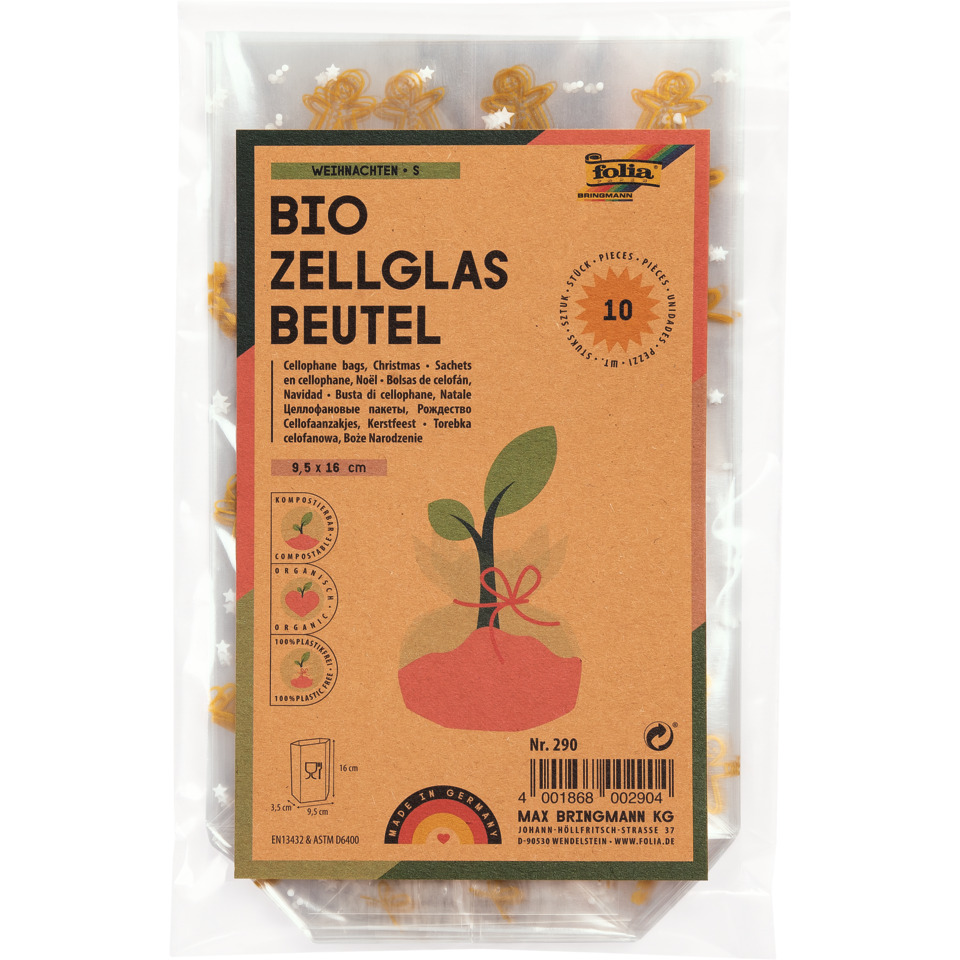 Bio Zellglas Beutel, Sachets, Kompostierbar, Weihnachten, Paketbeutel