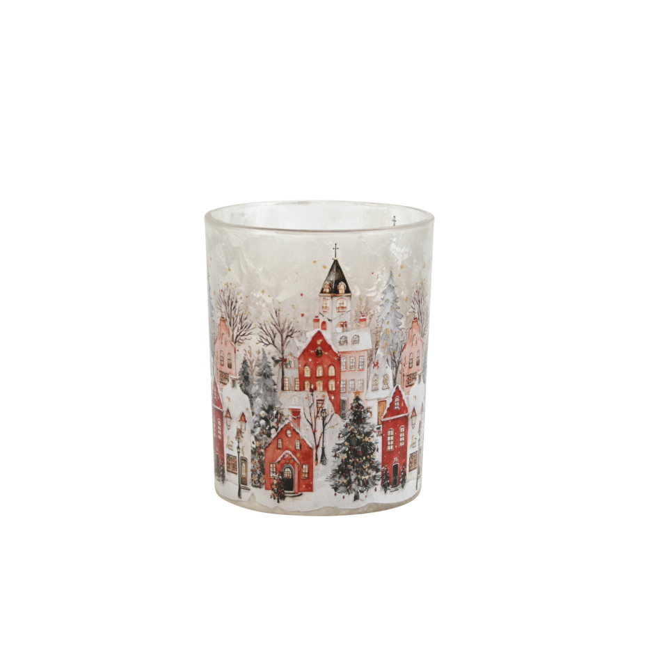 Gläser, Glasbecher, Winterdorf, Städtchen, Weihnachtsmotiv