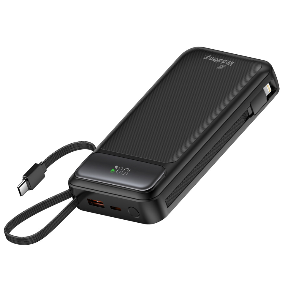 Powerbank, USB-C, Tragbares Ladegerät, Digitalanzeige, Schlaufe