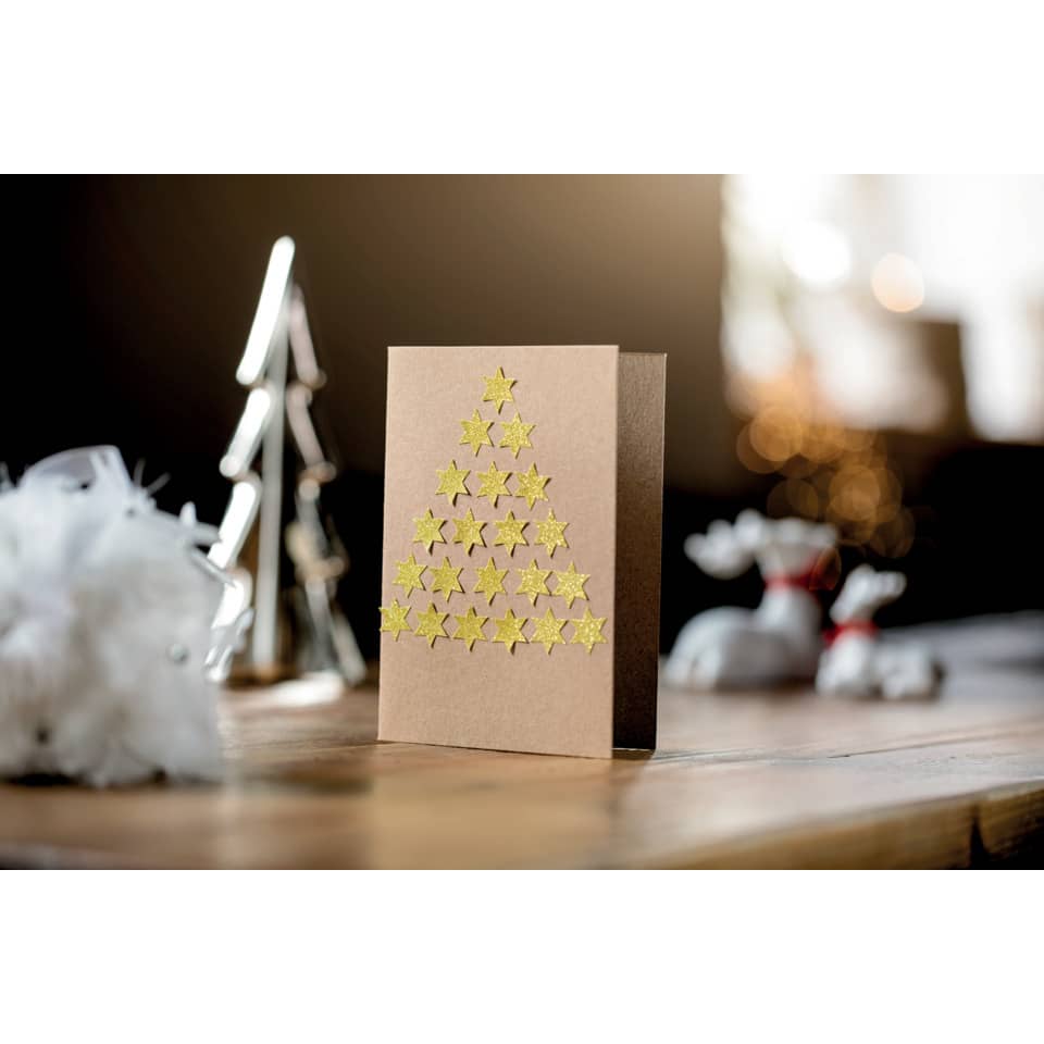 Weihnachtskarte, Sterne, Papierkarte, Kartenaufleger, Stempelgold