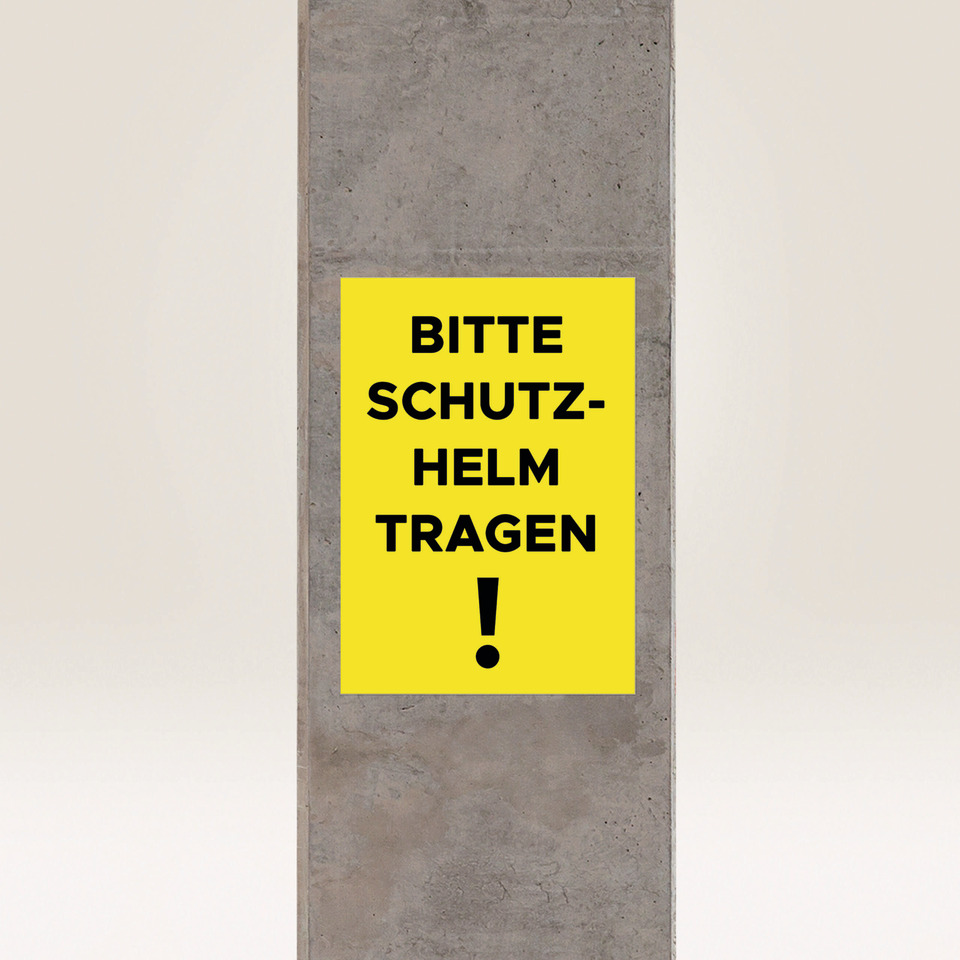 Schild, Hinweis, Warnung, Protekthelm tragen, Gelb