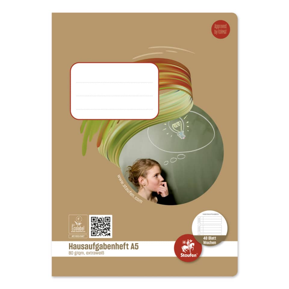 Notebook, A5, Hausaufgabenheft, Cartonbraun, 80 g/m²