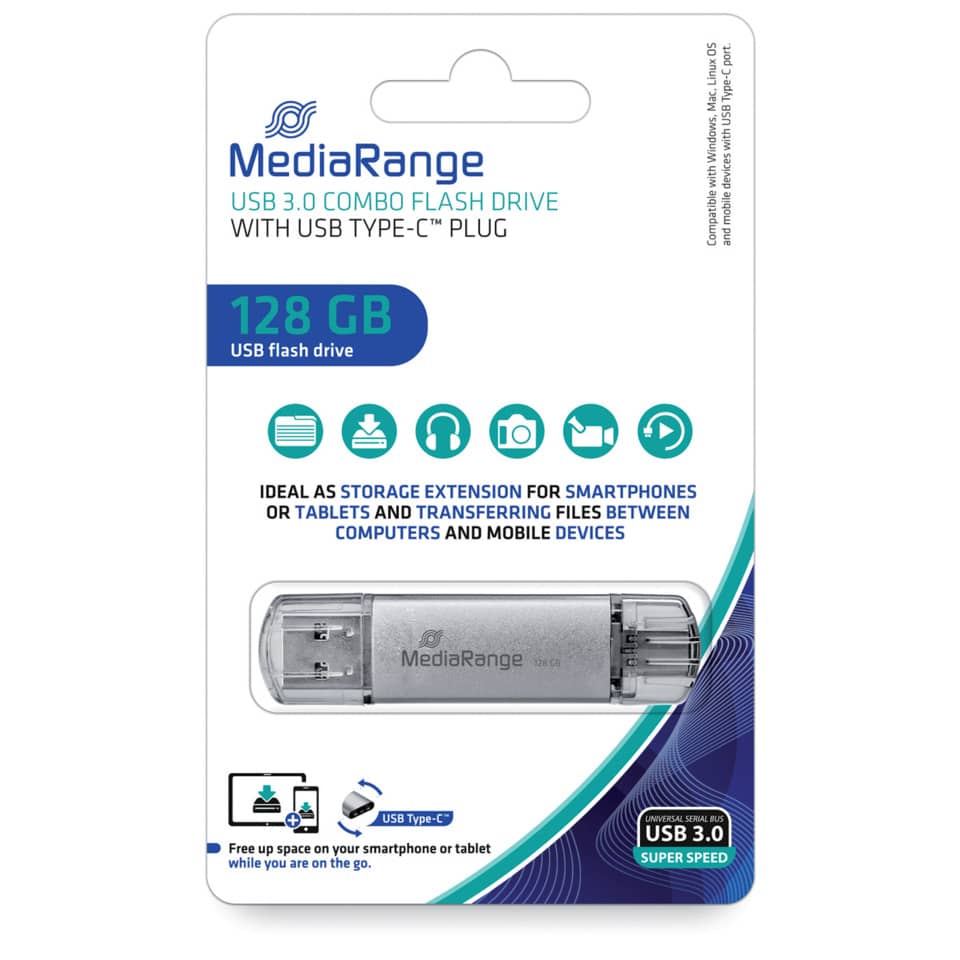 usb flash drive, 128 gb, metall, usb 3.0, type-c stecker