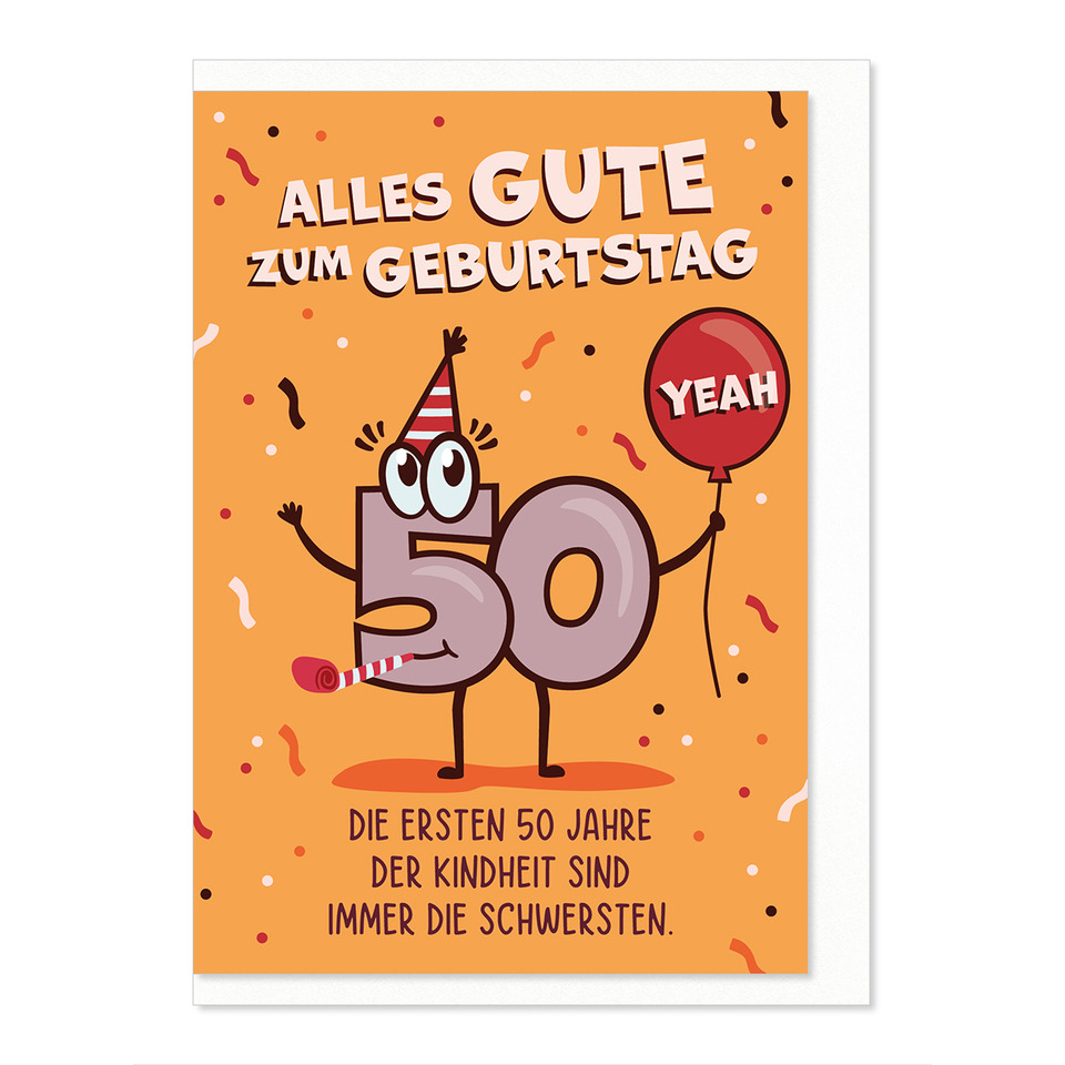 50er, Geburtstag, Glückwunschkarte, Party, Konfetti