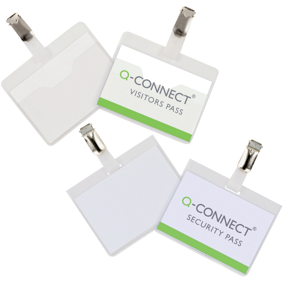 Visitors Pass, Ausweis, Lanyard Clip, Transparenter Halter, Q-Connect