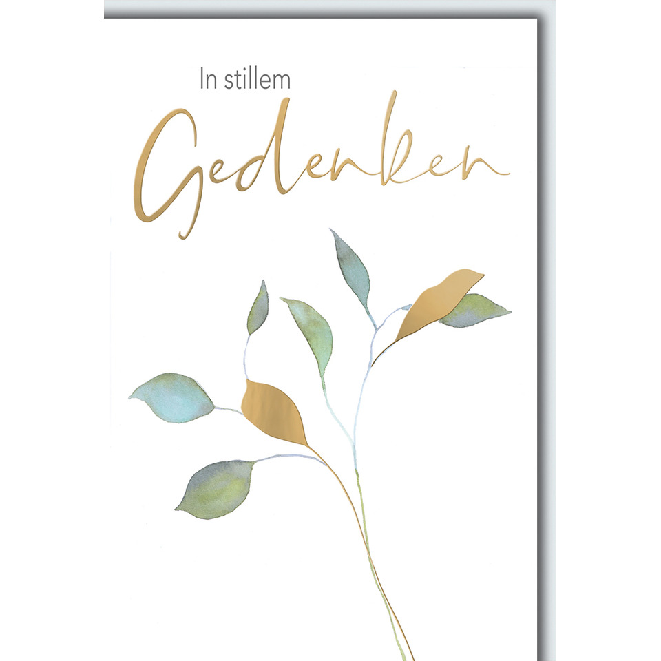 Grußkarte, Weihnachtskarte, Pflanzenmotiv, Blätter, Goldfolie