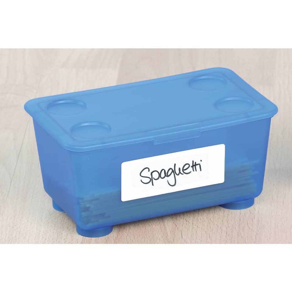 Spaghetti-Box, Lunchbox, Blauer Behälter, Plastikbox, Beschriftete Aufbewahrung