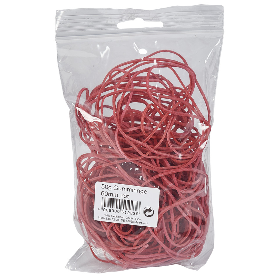 Gummiringe, Gummi, 60mm, rot, 50g