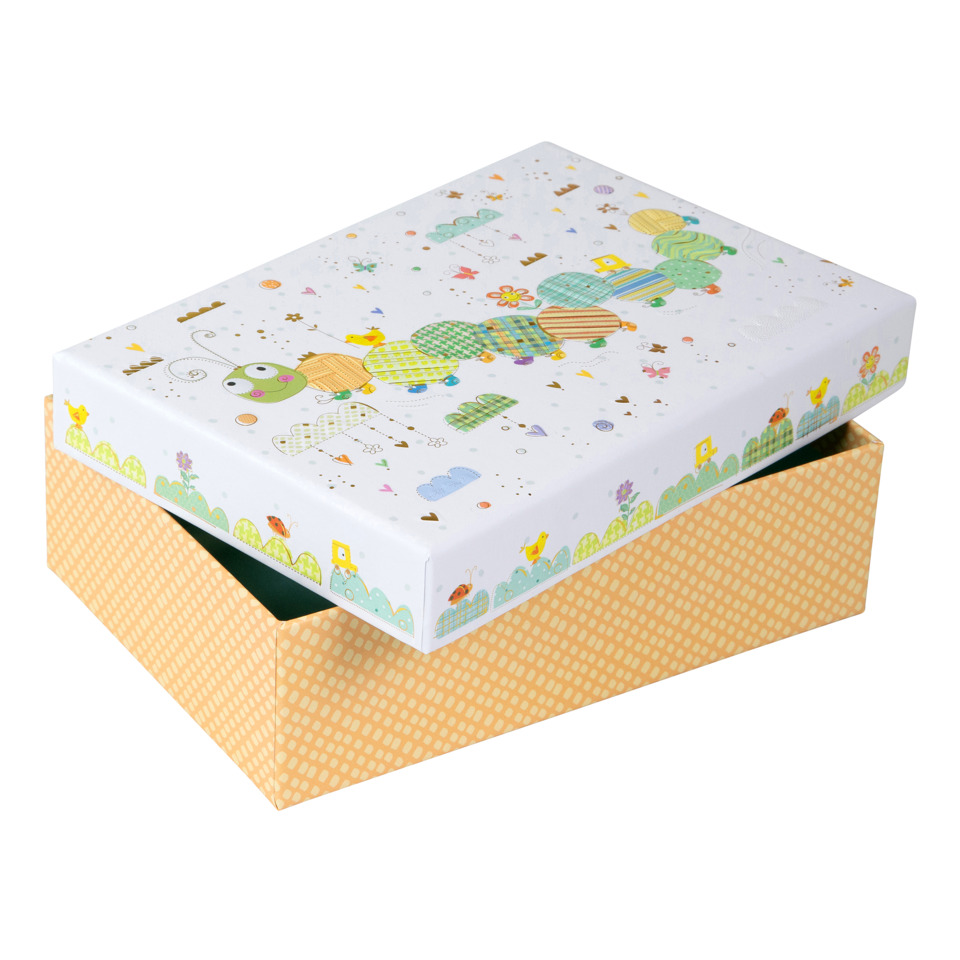 Geschenkschachtel, rechteckige Schachtel, Dekorationsbox, bedruckte Deckel, orangefarbene Box