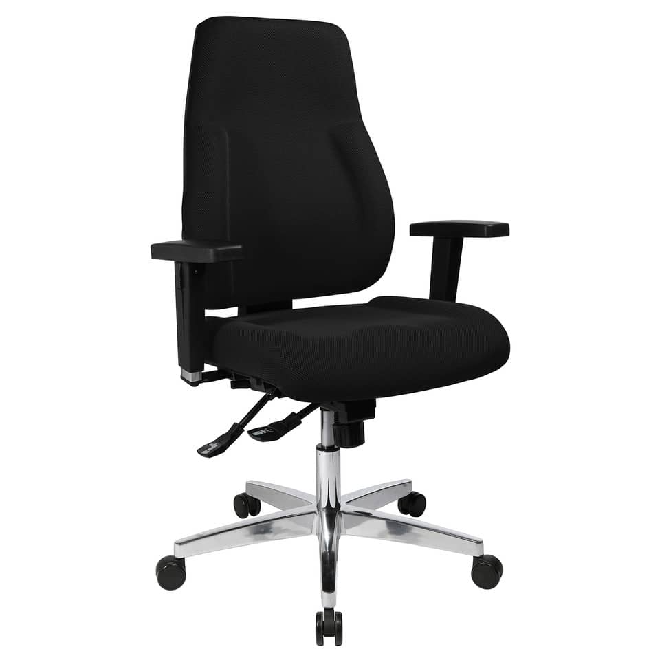 bürostuhl, schwarz, drehstuhl, stahlschaft, rollenbasis