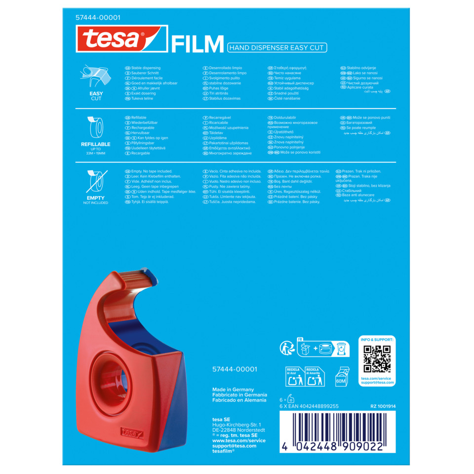 Klebeband, Filmklebeband, Rot, Blau, Verlängerungen, Locher, Dispenser, Handgerät, Kunststoff, Rot/Blau