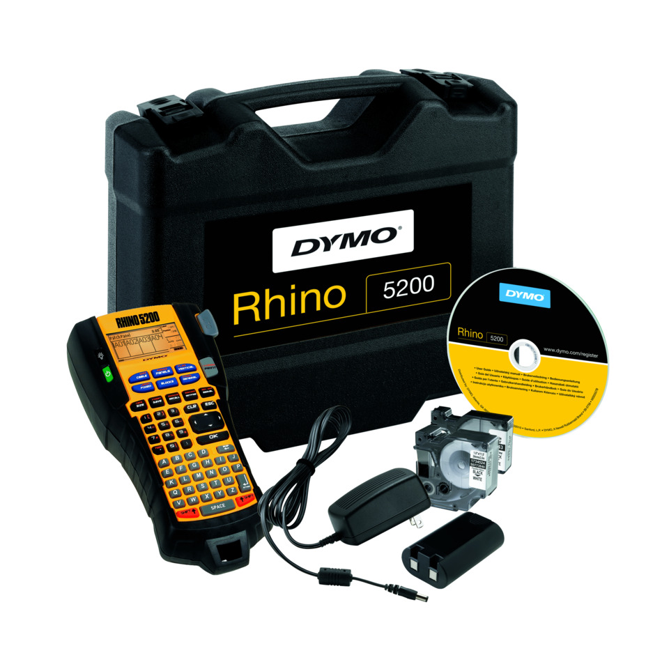 Rhino 5200, Dymo, Etikettendrucker, Etikettensystem, Schwarz Gelb