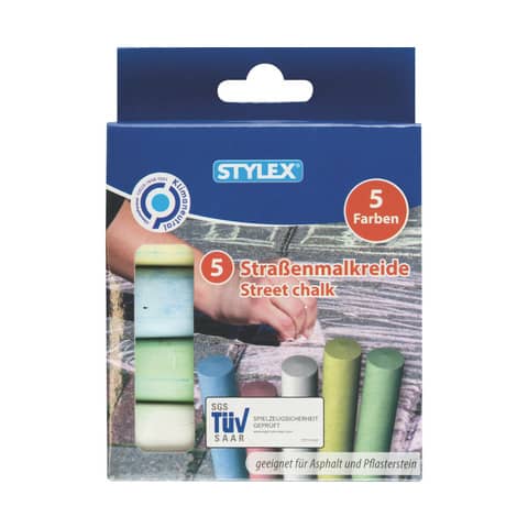 Straßenmalkreide, 5 Stück, sortiert STYLEX 25008