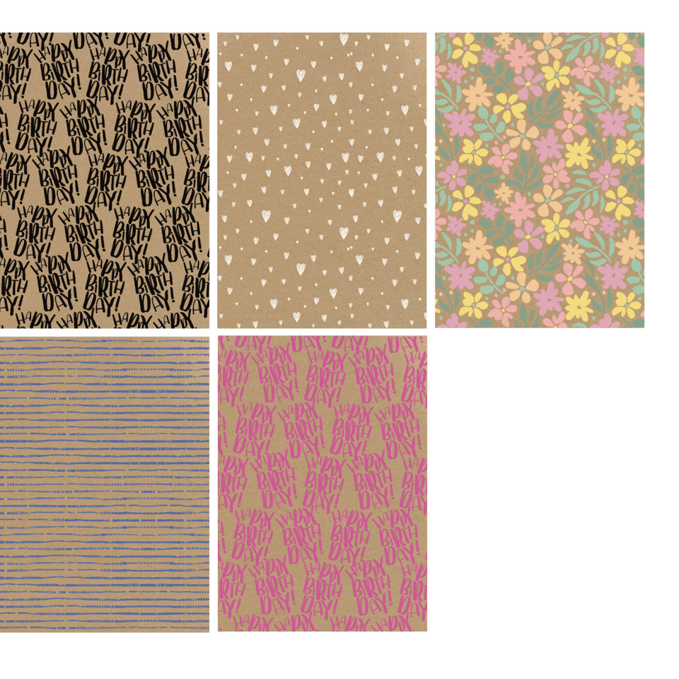 Birthday pattern, Polkakarten?, Blumenhintergrund, Streifenstruktur, Typografie Muster