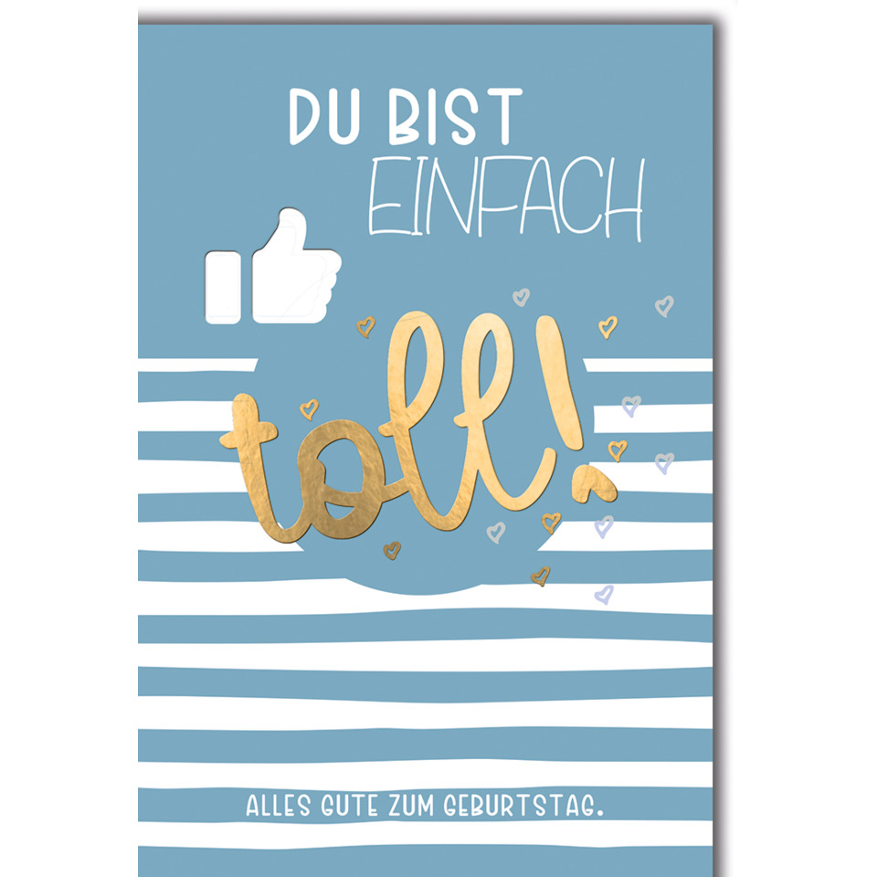 Karte, Geburtstag, grau-blau, tolles-Design, Goldschrift