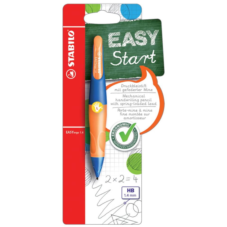 Kugelschreiber, Mechanischer Bleistift, HB 1,4 mm, Ergonomisch, Mine gelb/orange