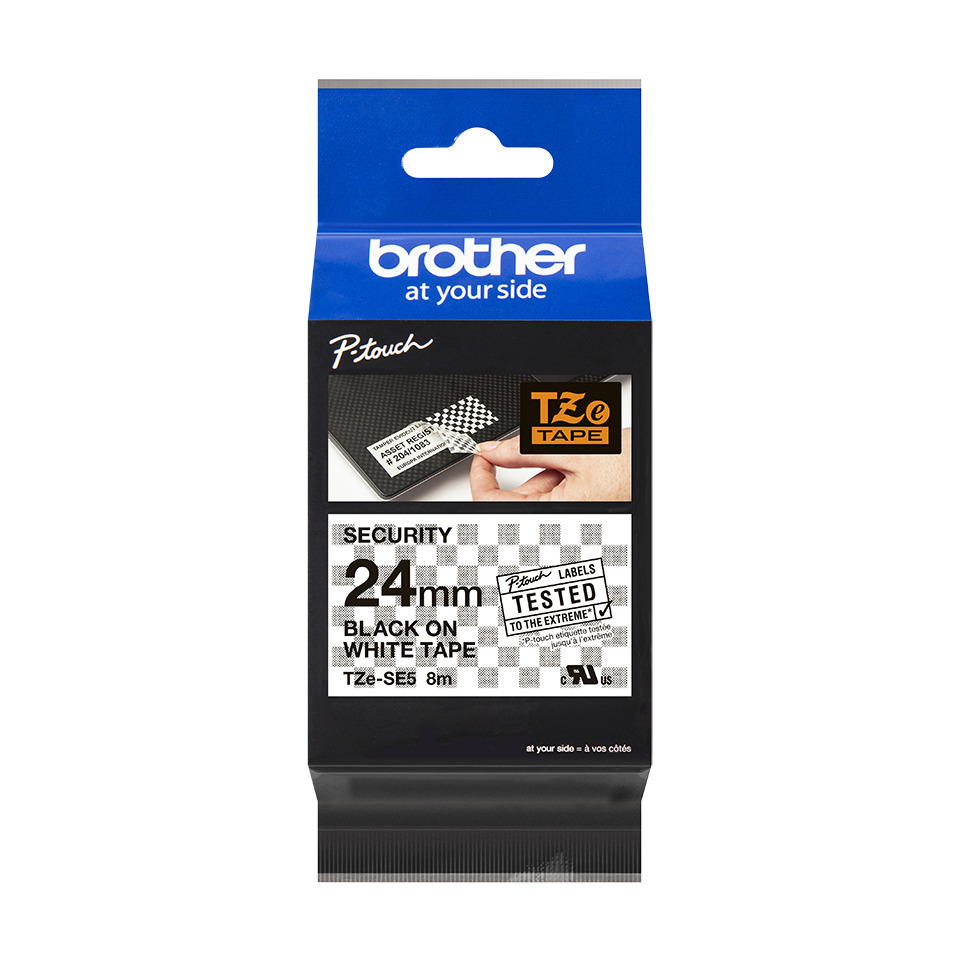 Tze Tape, Schwarz-auf-Weißes Klebeband, Sicherheitsband, 24 mm Breite, P-Touch Label
