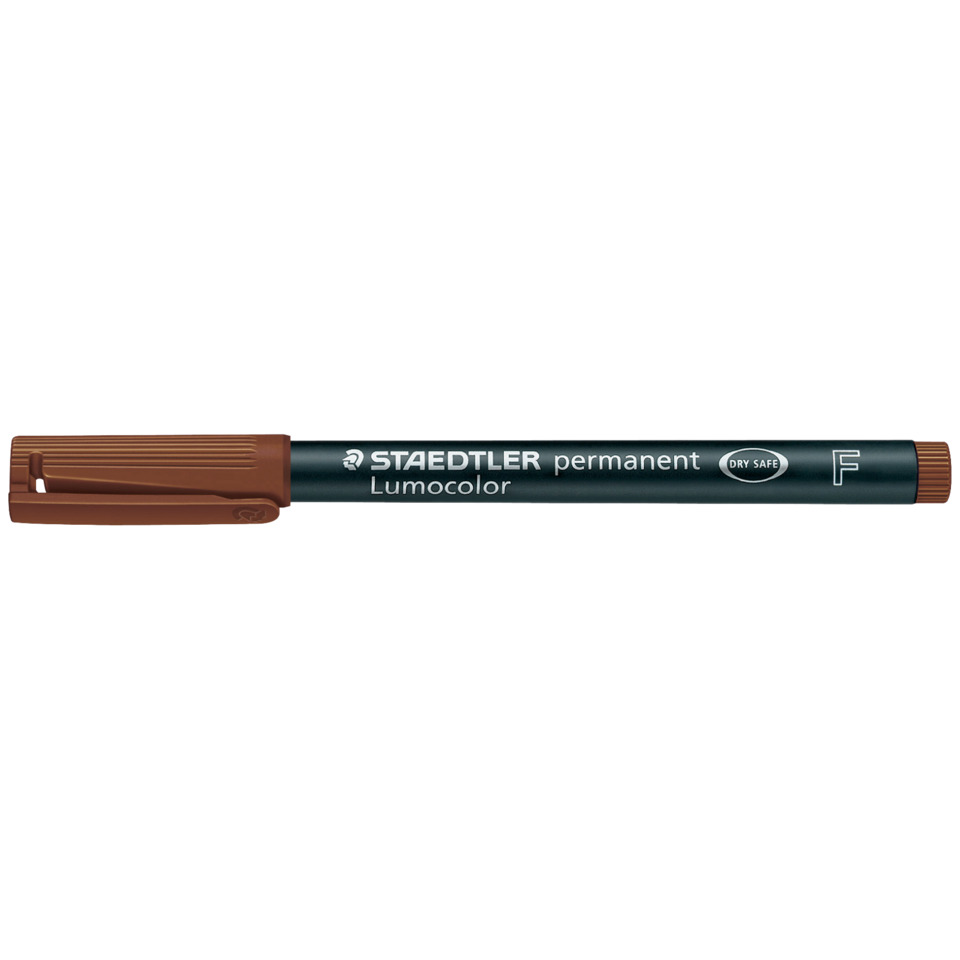 Permanentmarker, Lumocolor, brauneDeckel, feinerSpitz, trockenSicher