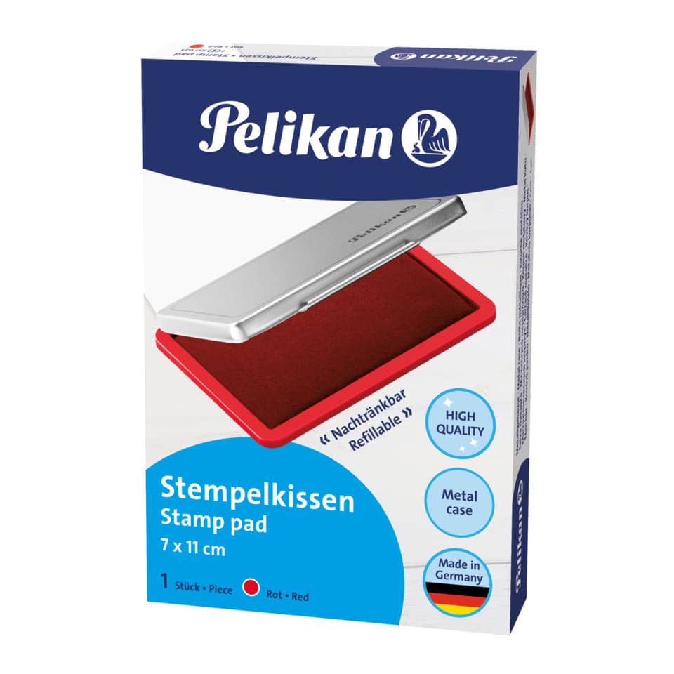 Stempelkissen, Stempelpad, 7x11 cm, Metallhülle, Rot
