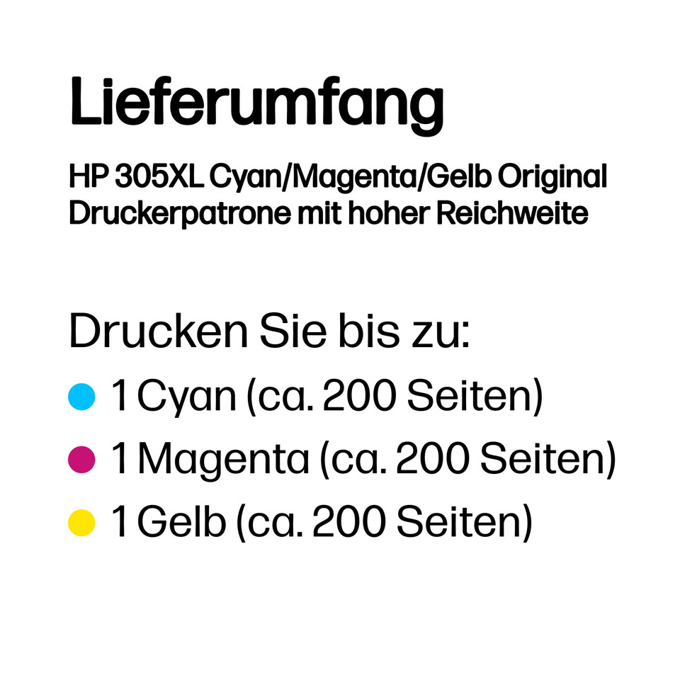 Druckerpatrone, Tintenpatrone, HP 305XL, Cyan, Magenta