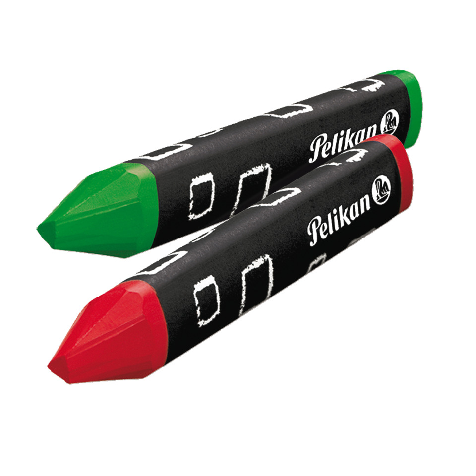 Kreide, Wachsmalkreide, Ölkreide, Grün, Rot, Pelikan