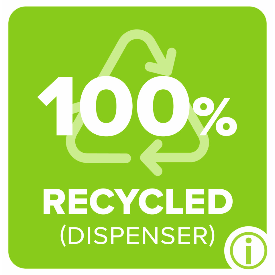 recycled, dispenser, 100%, gruen