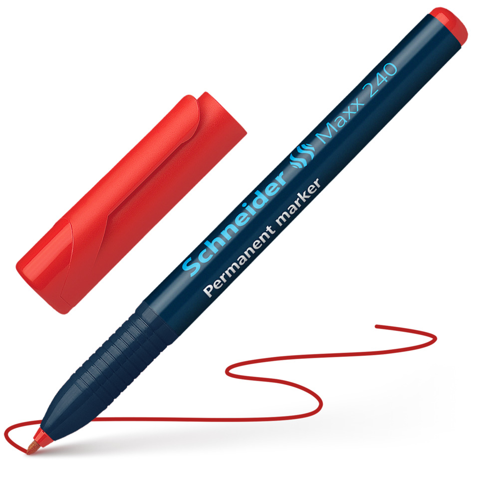 Permanentmarker, Rote Kappe, Blauer Körper, Feine Spitze, Markierlinie