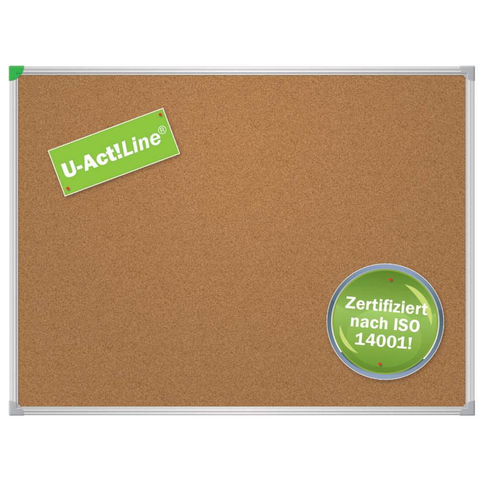 korkbrett, pinnwand, korkplatte, zertifizierung ISO 14001, pinboard