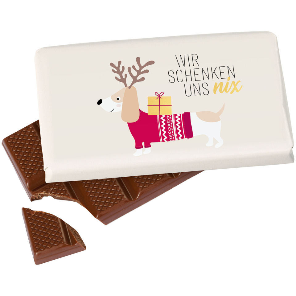 Schokoladenriegel, Schokolade, Weihnachtsmotiv, Riegel mit Muster, Nussfrei