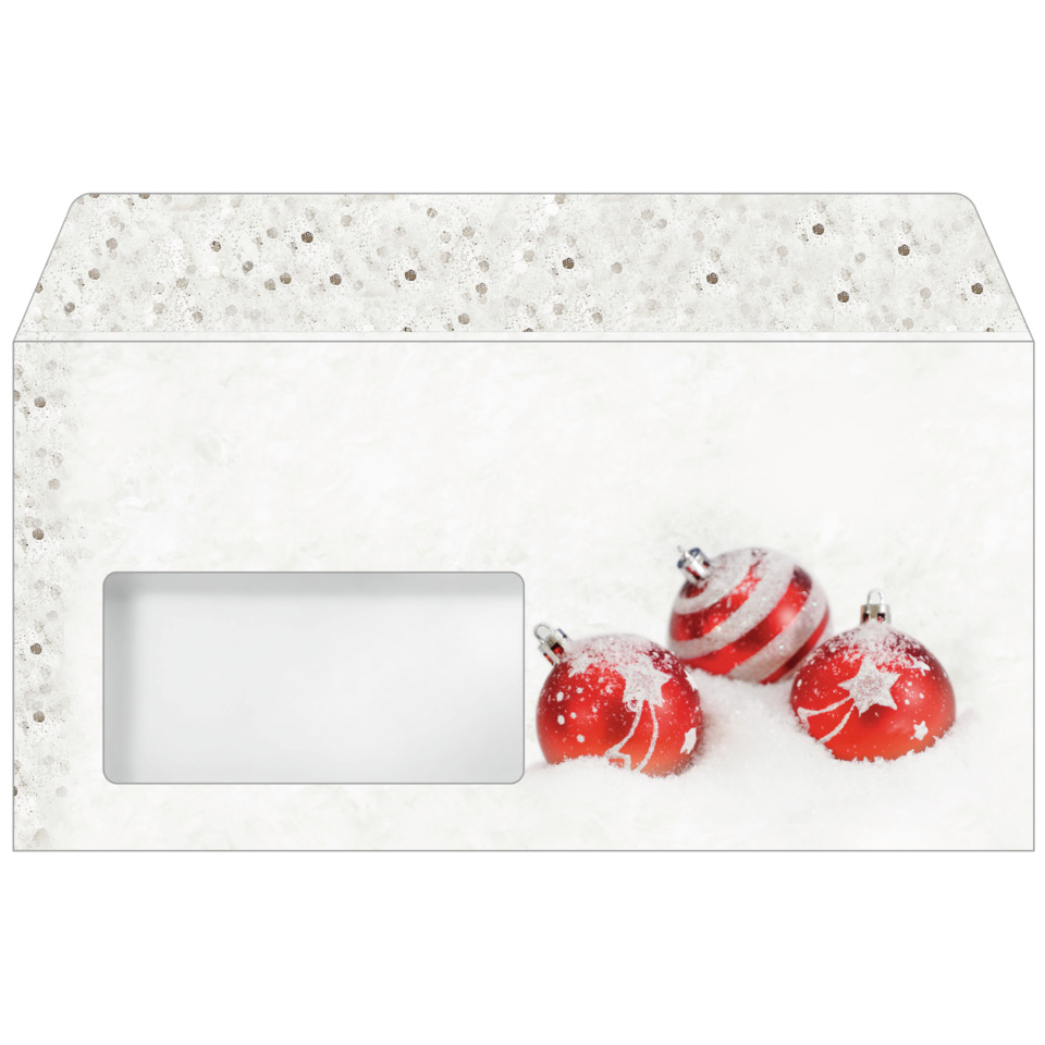 Weihnachtsbox, Geschenkbox, Dekorationen, rote Kugeln, Schneegestalt