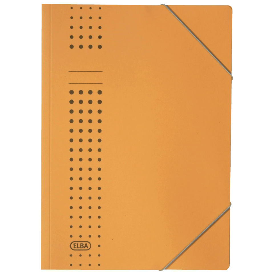 Notizbuch, Pappe, Oranger Farbton, Gummiband, Lochung/Perforation