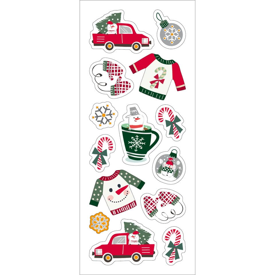 Weihnachtsaufkleber, Sticker, Wintermotiven, Szene, Dekoration