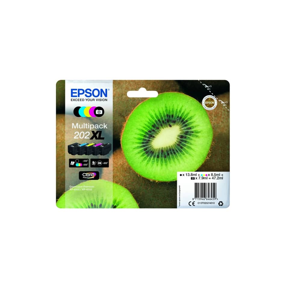 Multipack, Tintenpatronen, bunt, Kiwi-Design, Verpackung