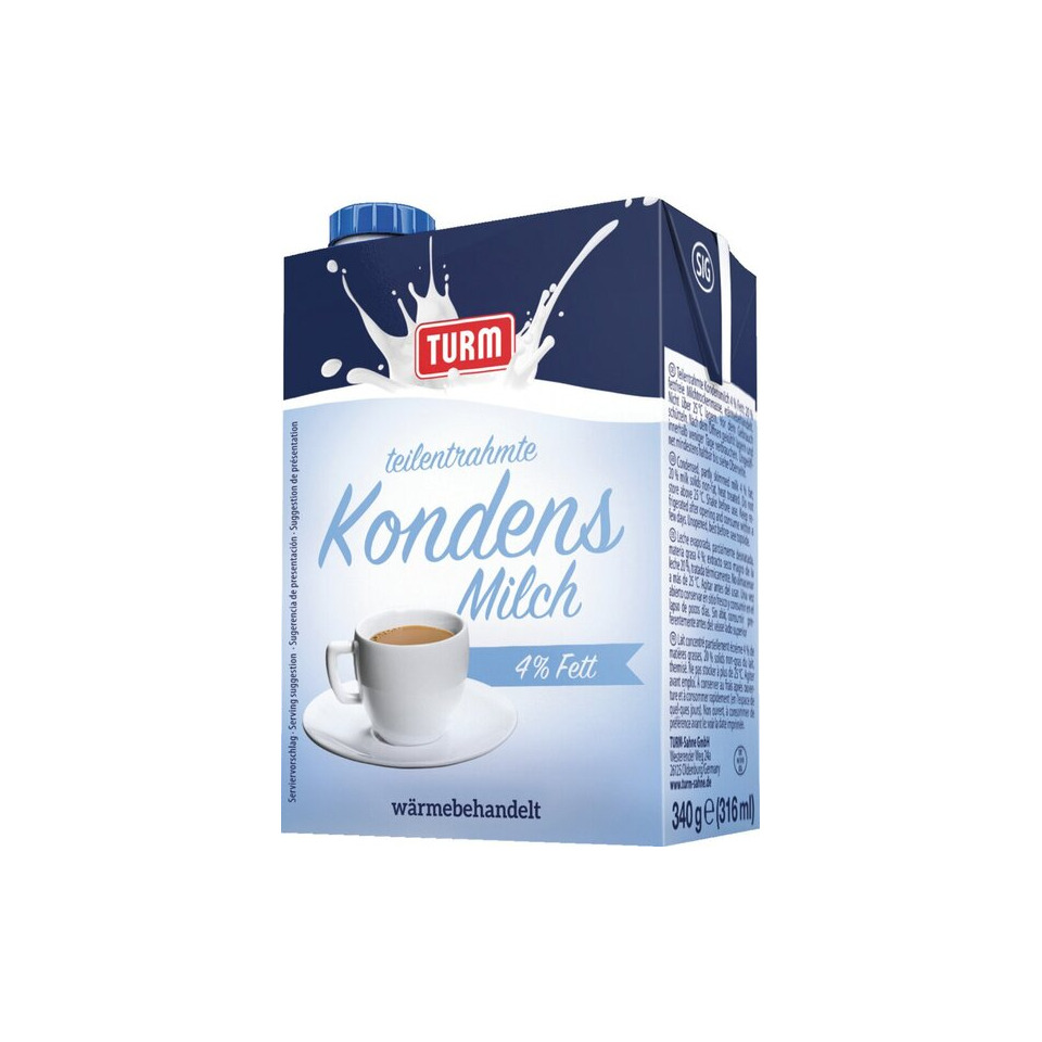 Kondensmilch, Milchgetränk, 4% Fett, Wärmebehandelt, Kartonverpackung