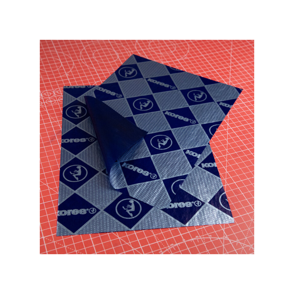 A4-papier, Blaues Folienblatt, Karomuster, Gittermuster, Kores-Markenzeichen
