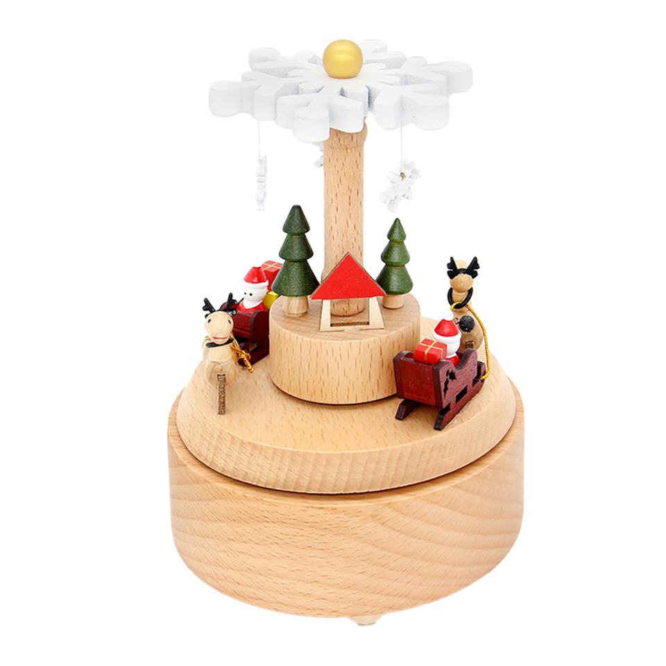Holzspielzeug, Weihnachtscarousel, Kreisel, Santa Claus, Schneekugel