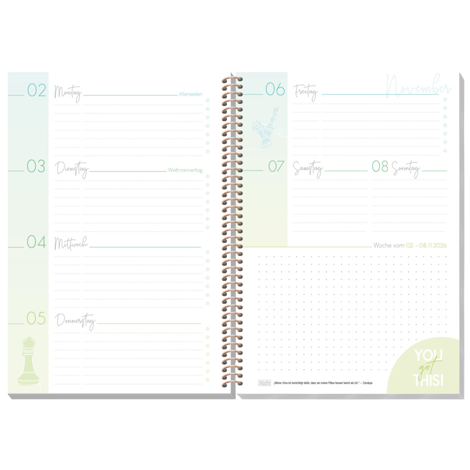 planer, wochenagenda, spiralnotizbuch, kalender, you got this vibe